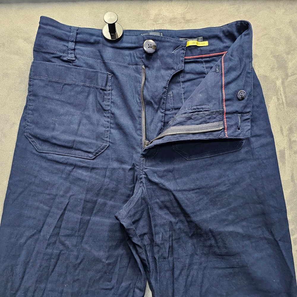 Maeve by Anthropologie Colette Navy Blue Wide Leg Linen Blend Pants Sz 27 (29)